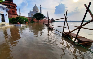 Historic Moment: Yamuna River Reaches Walls of Taj Mahal for the First Time in 45 Years