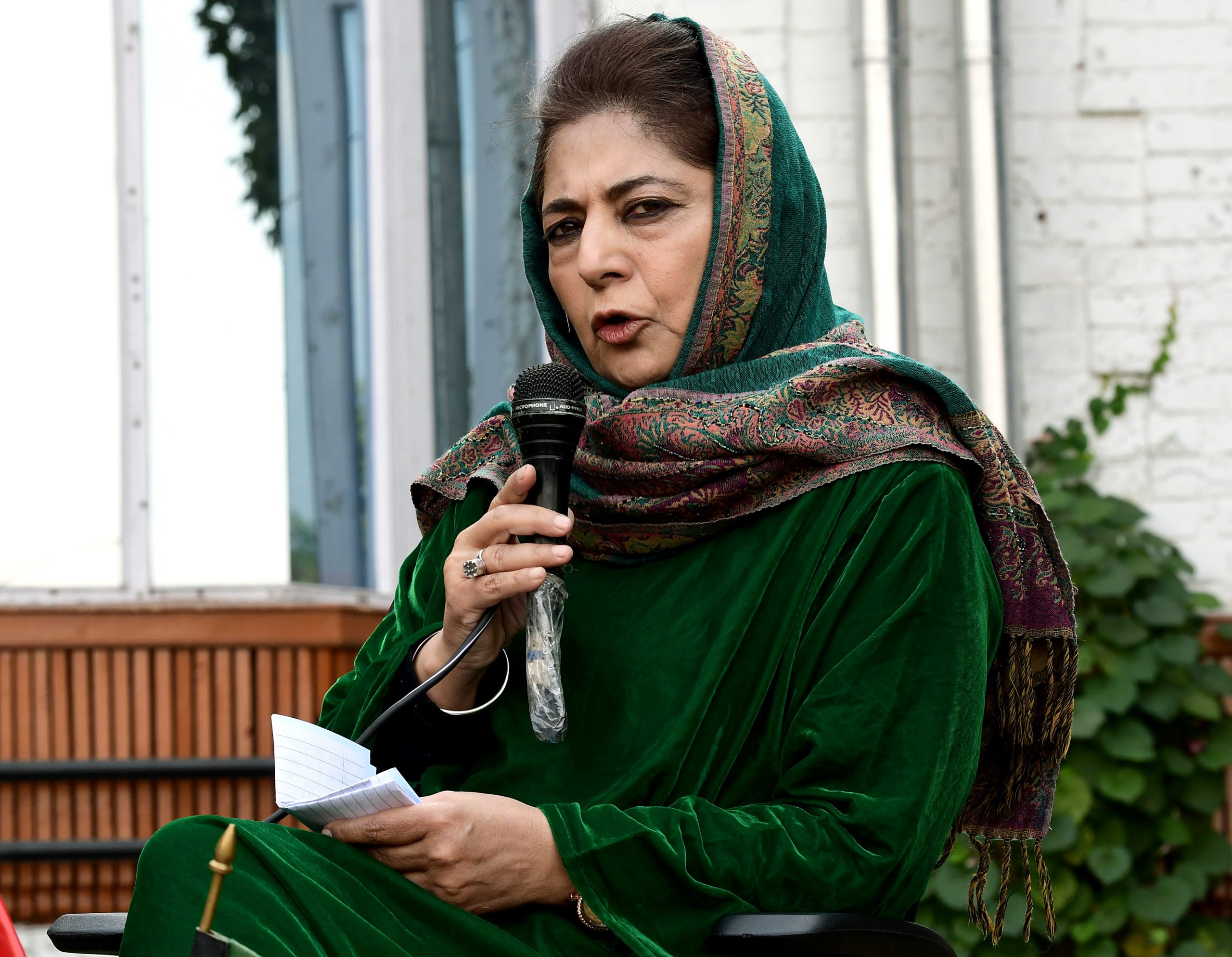 PDP President Mehooba Mufti addressing media during a press conference