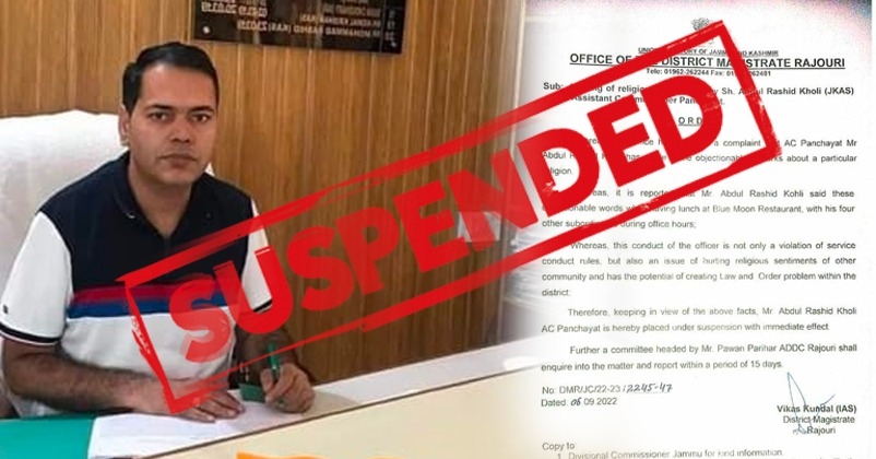 Abdul Rashid Kohli, senior govt officer suspended for saying "Rig Veda Permits Meat Eating"