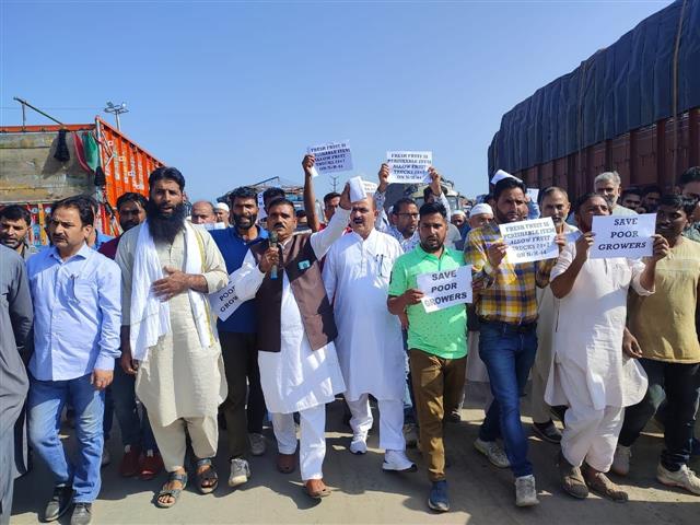 Fruit traders protest over stranded fruit-laden trucks on highway