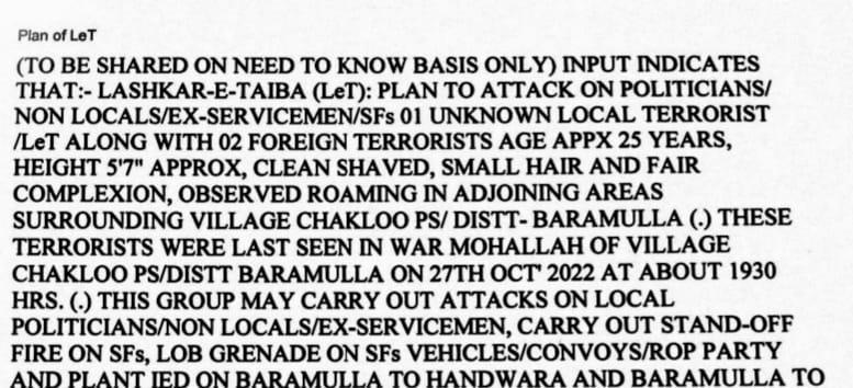 Attacks on Non-locals, Politicians, Ex-servicemen in J&K: Alerts Intelligence Agencies