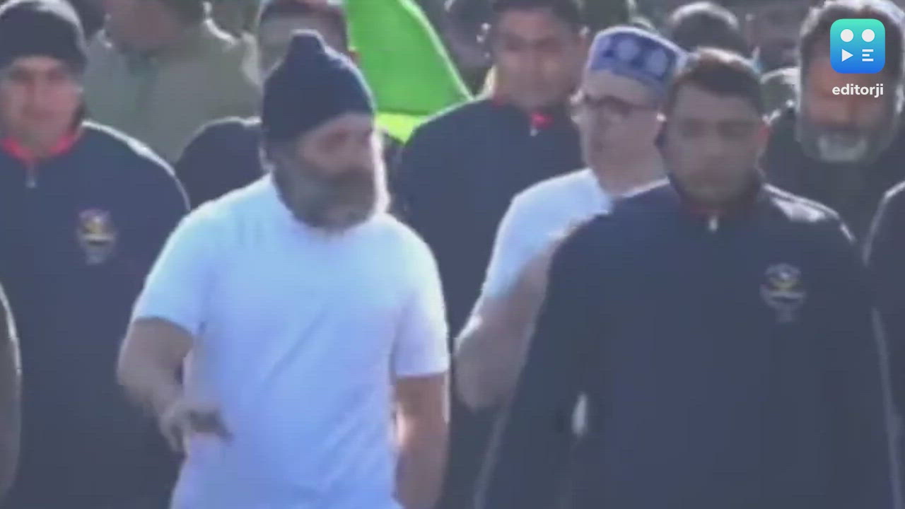 As Bharat Jodo Yatra enters Kashmir Omar Abdullah joins Rahul Gandhi from Banihal