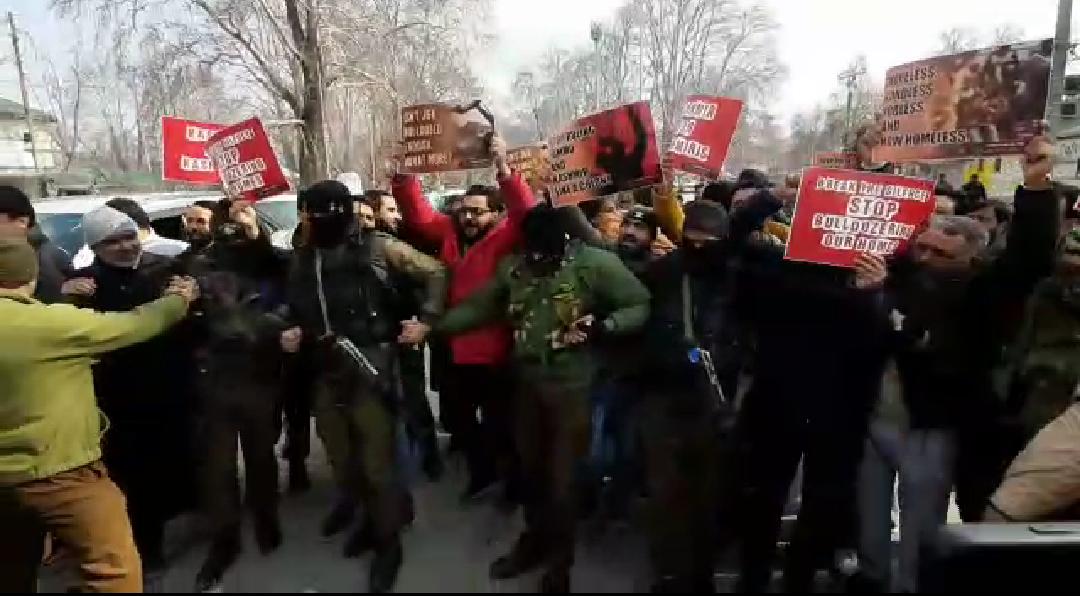 Stop humiliating people, stop bulldozer policy, PDP stages protest in Srinagar
