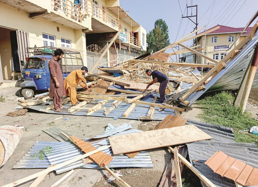 Windstorm Batters Kashmir: Homes Damaged, Orchards Uprooted & Power Lines Snapped