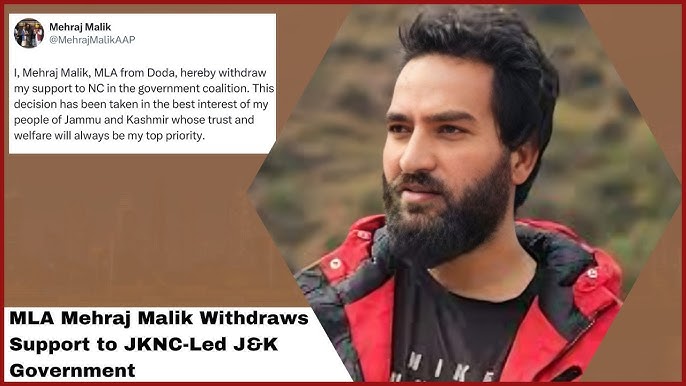Shock Exit in Jammu & Kashmir: AAP MLA Mehraj Malik Withdraws Support from NC-Led Government