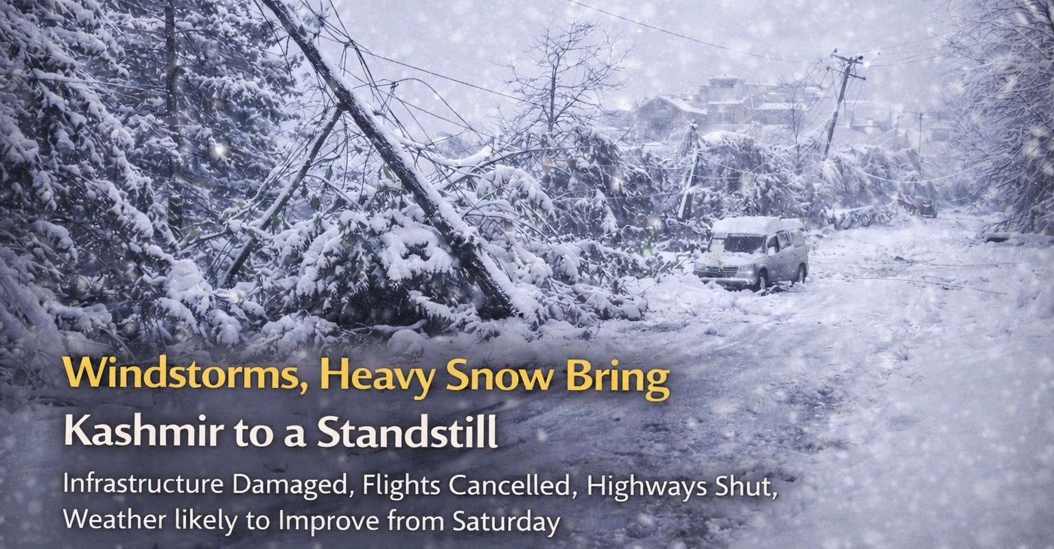 Kashmir Weather Crisis: Snowfall Cancels 50 Flights, Highway Shut, Homes Damaged