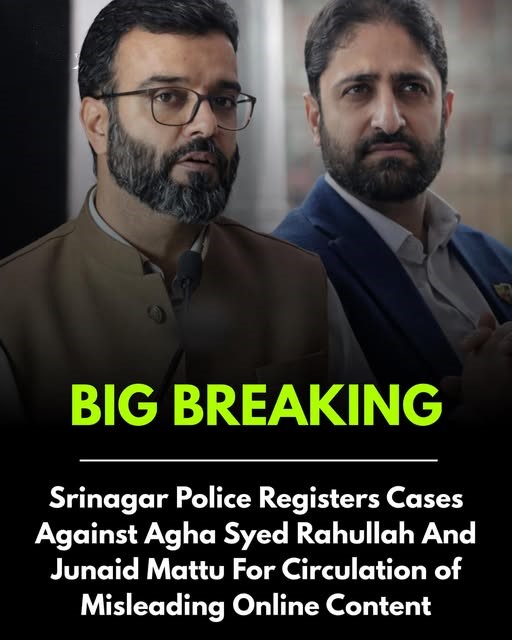 FIRs Filed Against MP Aga Ruhullah, Ex-Mayor Junaid Mattu Amid Khamenei Protest Fallout in J&K