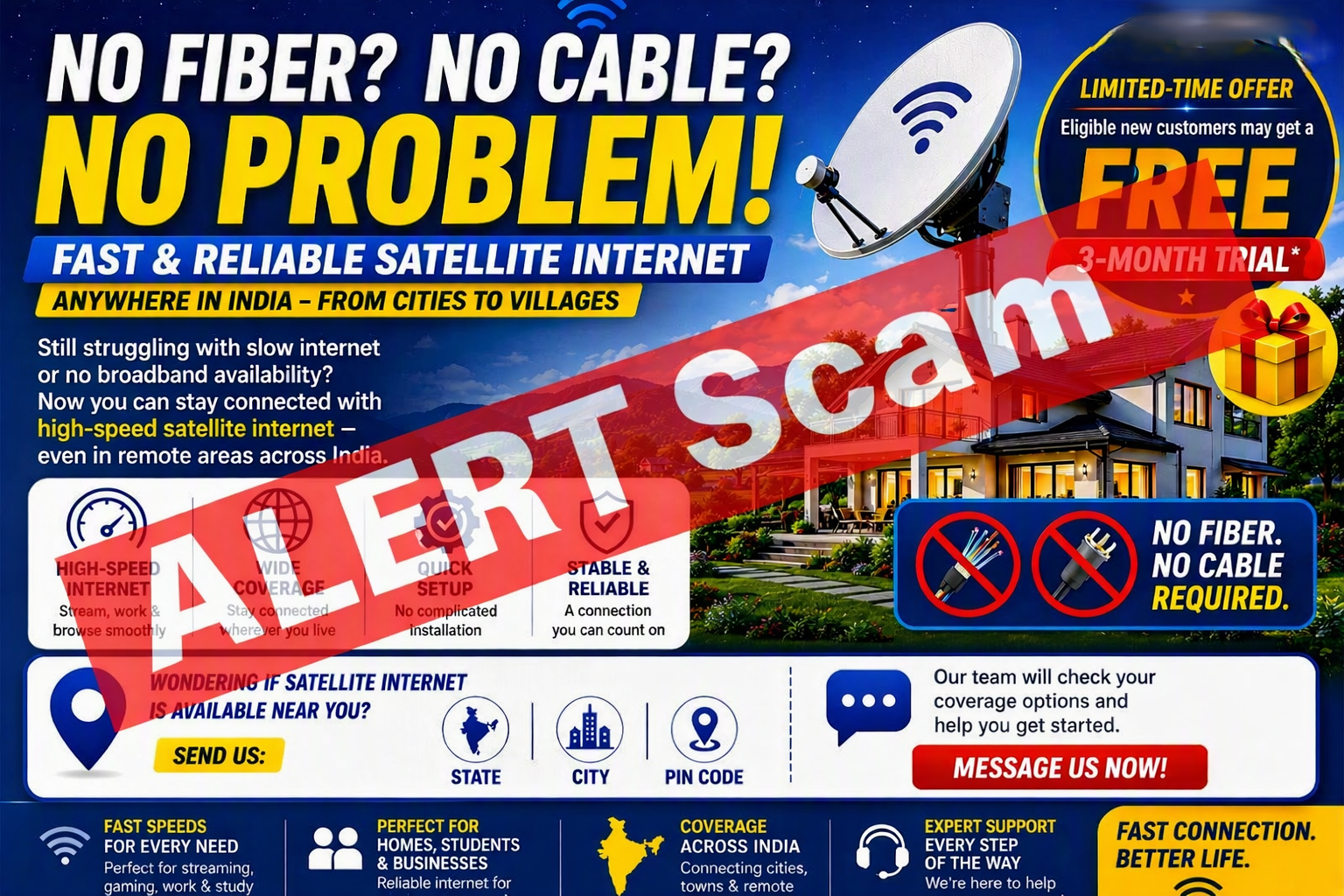 Fake Satellite Internet Scam Alert: How an APK Trap Is Fooling Indian Users With a “Free 3-Month” Offer