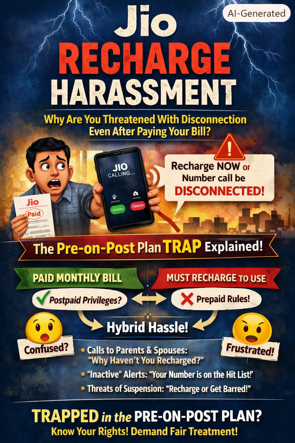Jio Recharge Harassment Why Are You Threatened With Disconnection Even After Paying Your Bill The Pre-on-Post Plan Trap Explained